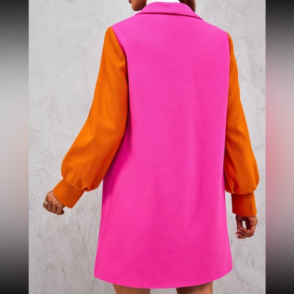 Classic Elegant Color Block Open Front 2 Tone Leightweight Coat - Picture 2 of 7